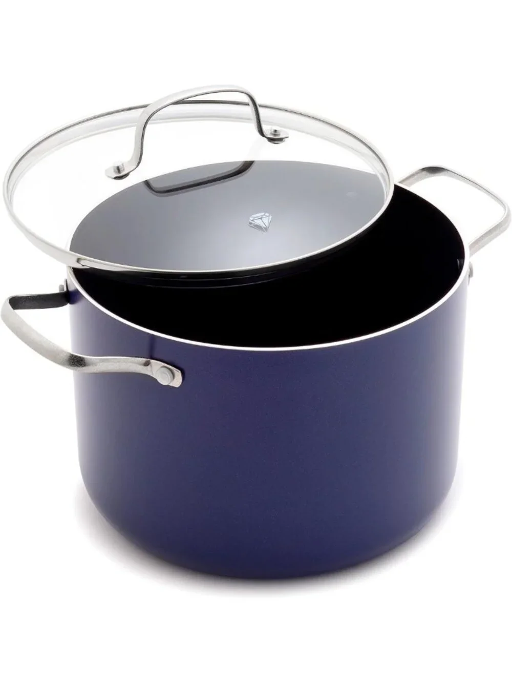 8QT Blue Diamond Ceramic Nonstick Stockpot with Lid - Durable, Easy Clean